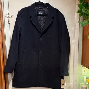 DOCKERS mens Henry Wool Blend Top Coat - Navy - XL